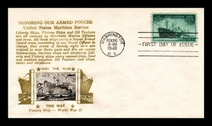 DR JIM STAMPS US COVER WWII MERCHANT MARINE FDC SCOTT 939 CROSBY PHOTO CACHET - Picture 1 of 2