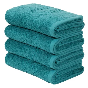 4 Handtücher mit Bordüre, petrol, 50x100 cm - Bild 1 von 1