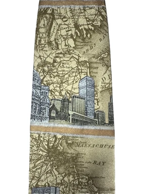 Corbata de seda ESTRUCTURA mapa de Massachusetts Boston Cape Cod marrón para hombre Foto 1 de 3
