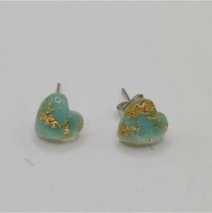 Aqua Blue/Gold Fill Blue Post Earrings - Picture 1 of 3