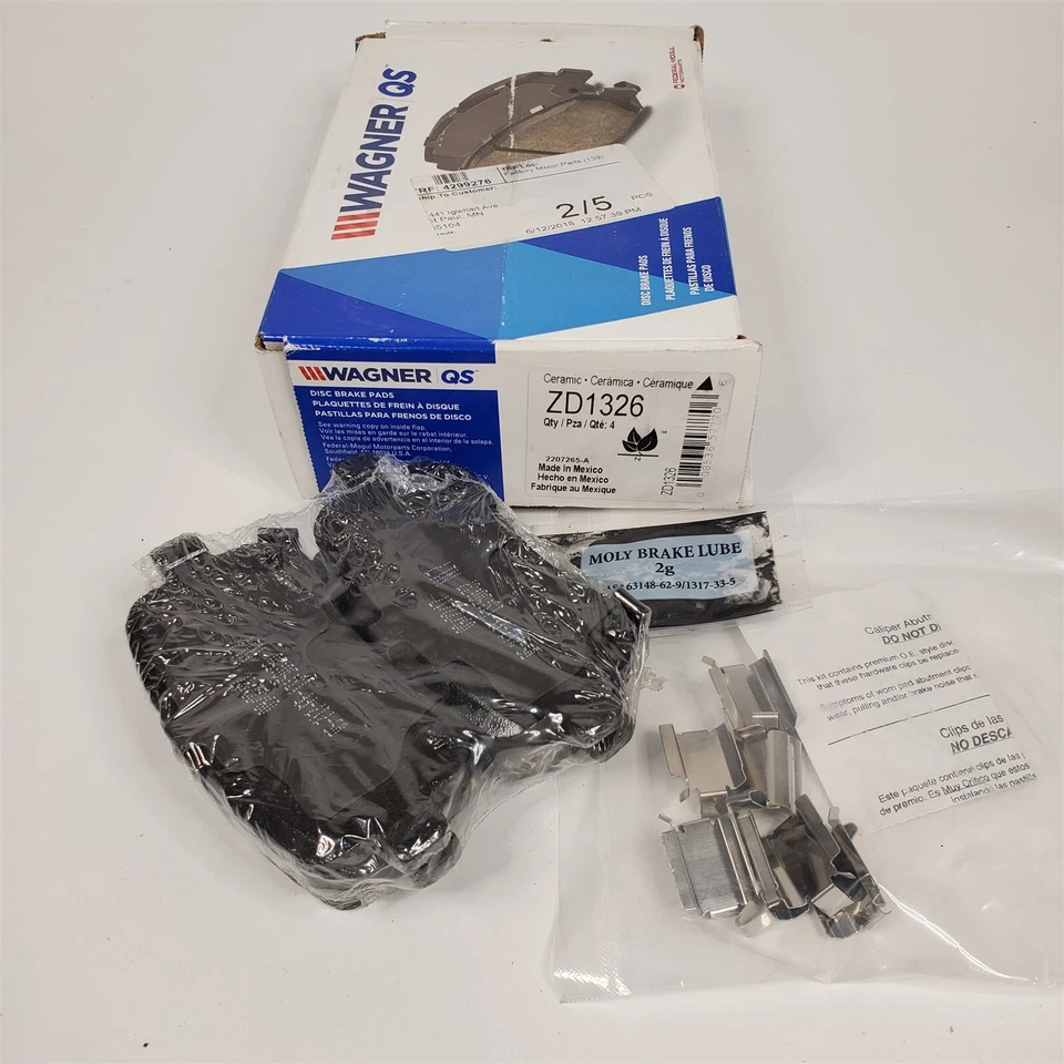 08-12 Juego de pastillas de freno de disco Chrysler Dodge Volkswagen - QuickStop Wagner ZD1326 Foto 1 de 4