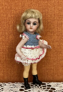 Antique German Simon Halbig 878 Miniature Bisque Head Doll On Comp Body 5" Sweet