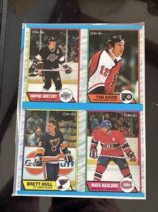 1989-90 OPC Hockey Box Bottoms Wayne Gretzky/Brett Hull COMPLETE UNCUT RARE Ex