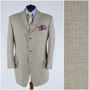 Mens Beige Blazer 46S UK Size PERRY ELLIS Wool Sport Coat Jacket - Picture 1 of 13