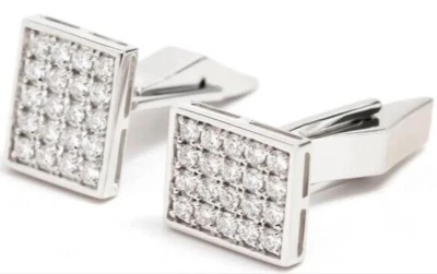 1.20ct Natural round Diamond 14k solid white gold Anniversary men cufflinks - Image 1 of 3