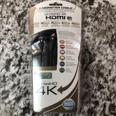 MONSTER UltraHD 4K HDMI Cable 4' (122938-00) High Speed TV Cord NEW SEALED - Image 1 of 4