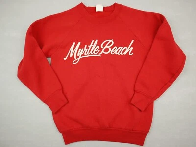 Vintage Myrtle Beach Sweatshirt Men Small Red Solid Puff Print Jumper Adult S - Image 1 of 4