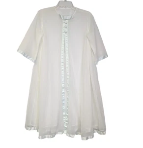 Babydoll Vintage Warners Blanco Talla 34 Chifón Transparente Largo Peignoir Encaje - Imagen 1 de 10