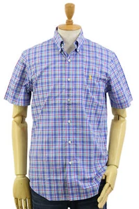 Polo Ralph Lauren Standard Fit Short Sleeve Poplin Button Down Shirt Check Print - Picture 1 of 3