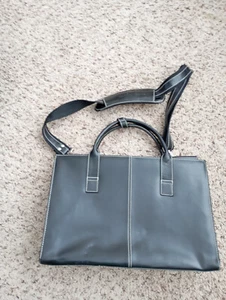 Samsonite Executive Black Leather Laptop Briefcase Bag Style W/ Strap #920955 - Picture 1 of 10