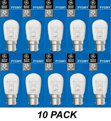10 x 25W Clear Pilot Light Globes Bulbs Lamps B22 Bayonet BC - GE Pygmy - Image 1 of 4