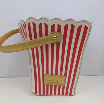Kate Spade New York Popcorn Bucket Bag Red White Stripe Novelty Purse Handbag - Image 1 of 4