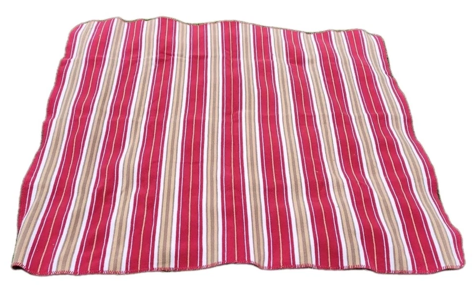 Manta a rayas de algodón Woolrich rojo tostado crema salón cama sofá invitado  Foto 1 de 4