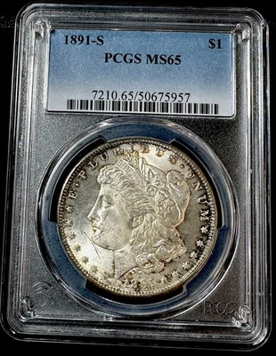 1891 S Morgan Silver Dollar PCGS MS-65 TONING - Image 1 of 4