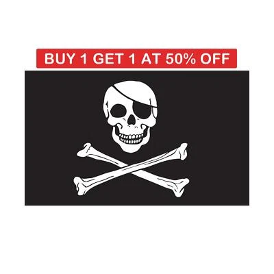 Pirates Flag Jolly Roger Skull Cross Bones Caravan Camping Kids Halloween - Image 1 of 4