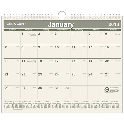 Calendario de pared mensual AT-A-GLANCE, reciclado, enero 2018 - diciembre 2018, Foto 1 de 2