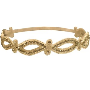 Diadema adornada Mia, pedrería dorada, diseño recortado, ajustable 1 pieza - Imagen 1 de 2