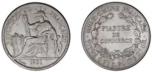 1 SILVER PIASTRE / 1 PIASTRA PLATA. FRENCH INDOCHINA FRANCESA. 1921. XF / EBC - Imagen 1 de 1