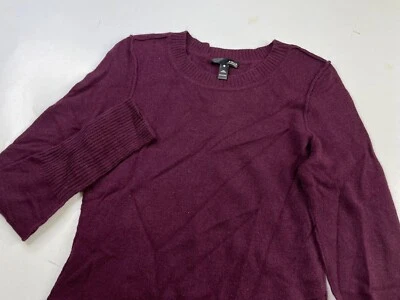 Suéter tejido cuello redondo cachemir AQUA talla pequeña vino Foto 1 de 3