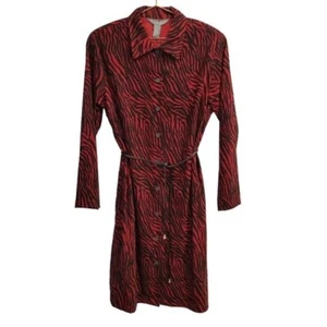 Jessica Holbrook | Vestido Estampado Cebra Botón Delantero Vestido Rojo Negro Nuevo con Etiquetas Talla L - Imagen 1 de 6