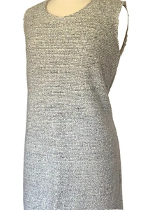 Amina Rubinacci Nigeria Lurex Boucle Sheath Dress Blue White Silver SZ 10 EU 46 - Picture 1 of 16