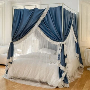 Luxury Canopy for Bed Drapes Mosquito Net with 4 Corner Frames Anti-mosquito Net - Picture 1 of 29