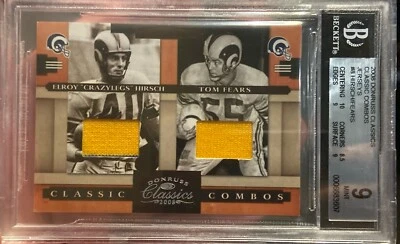 2008 Donruss Classics ELROY HIRSCH / TOM FEARS Game Used Jersey /250 BGS 9 Rams - Image 1 of 2
