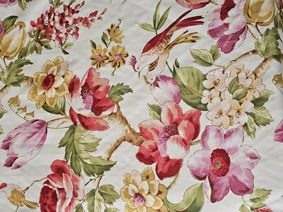 RARO RICHLOOM Colección Platino PÁJAROS RAYAS FLORALES CORTINAS TAPICERÍA POR PARTE Foto 1 de 4