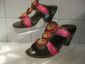 SANDALS CLOGS WEDGE SHOES 3 36 pink hippy boho ethnic irregular choice type RIVA - Picture 1 of 10