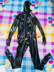 Gatsuit de látex negro cubierta completa entrada cara/cara abierta sin cremallera hecho a medida - Imagen 1 de 5