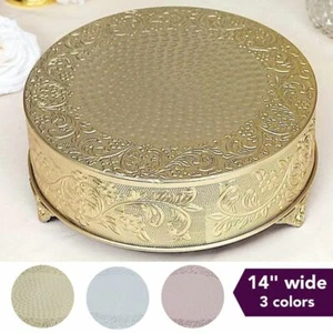 14" wide Round Floral Embossed Cake Stand Dessert Holder Wedding Centerpieces - Picture 1 of 15