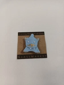 New Cute Corning Museum of Glass GlassMarket Handmade Glass Blue Cat Pin Brooch - Picture 1 of 6