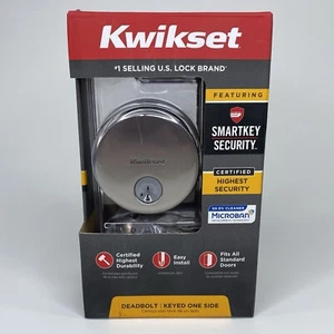 Kwikset Uptown Round Single Cylinder Deadbolt SmartKey Satin Nickel 92580-016 - Picture 1 of 4