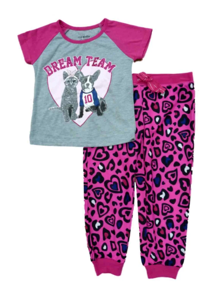 Joe Boxer Niñas Dream Team Bulldog y Gato Pijama 2 Piezas Conjunto para Dormir Prendas para Dormir Foto 1 de 1