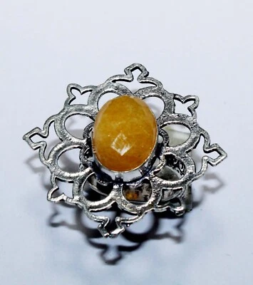 Top Orange Onyx Gemstone Oval Shape Handmade Ring Jewelry Ring Size 8 Inches - Image 1 of 4