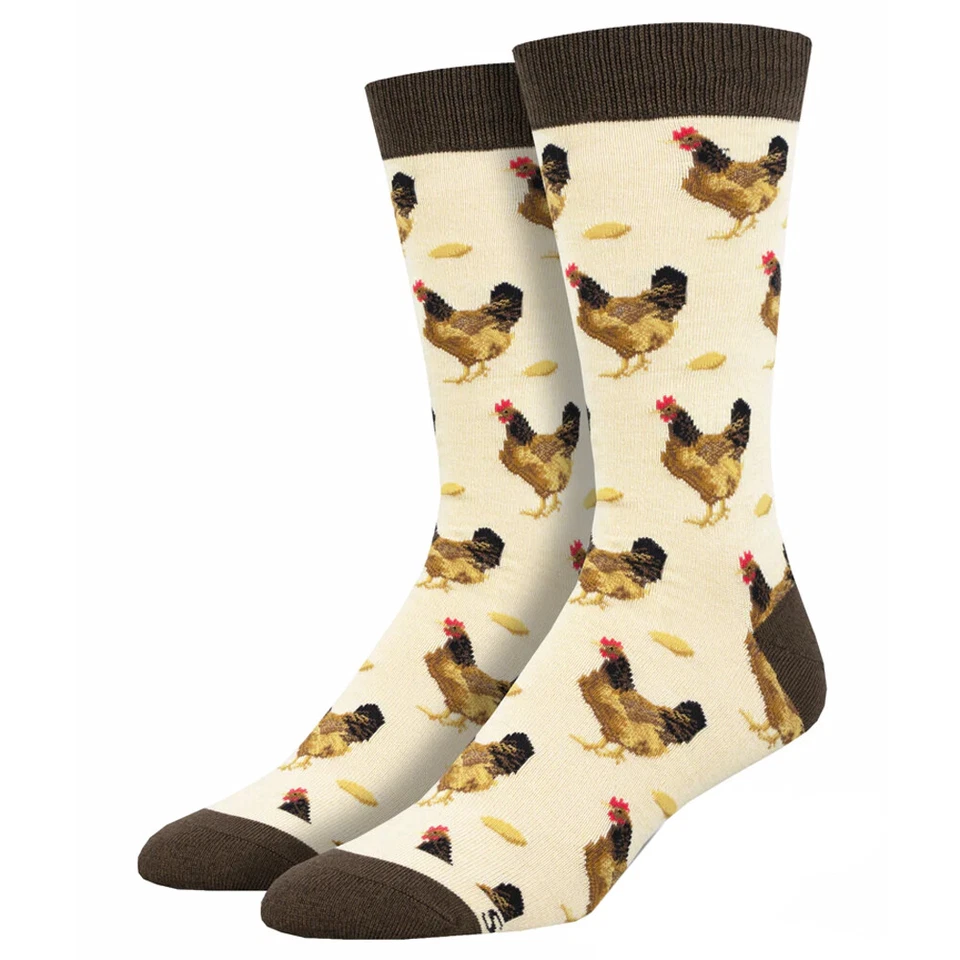 Socksmith Men's Bamboo Crew Socks Chickens Which Came First Novelty Footwear - Image 1 of 1