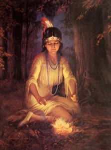 Indian Maiden Camp Fire by Adaile Hiebel - Picture 1 of 1