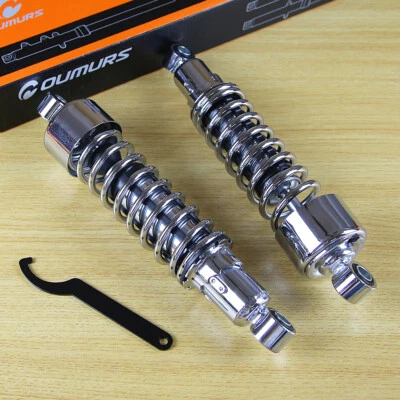 11.75" Chrome Rear Adjustable Shock For Harley Dyna Low Rider Fat Bob Wide Glide - Image 1 of 4
