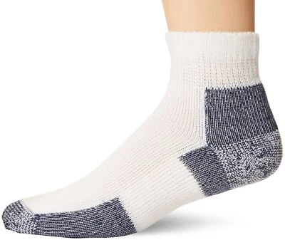 Thorlos ESF16224 Unisex Max Cushion Running Ankle Socks, White/Navy Size LG - Image 1 of 3