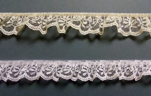1 1/8 Inch Ruffled Lace by The Yard White or Ivory FREE SHIPPING - Picture 1 of 5