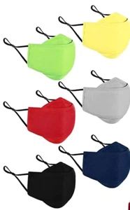 Kids Masks Washable Reusable 6 Pack Breathable Adjustable Solid Pattern NEW - Picture 1 of 3