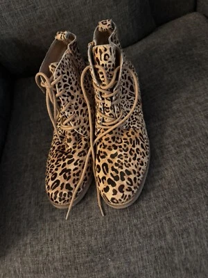 Lucky Brand Hestwan Leopard Cheetah Lace Up Combat Boot, Tan - Size 7 - Image 1 of 4