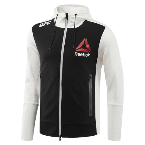 Reebok Official UFC League Fight Kit Full Zip Walkout Hoodie Chalk Black Cover