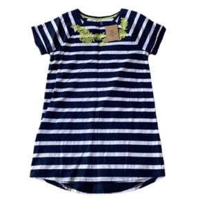 Lands’ End cotton navy white striped dress with appliqué Girl's Size M 10/12yr - Picture 1 of 6