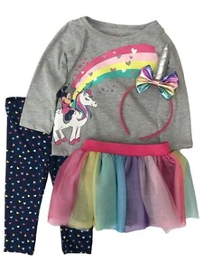 Disney Toddler Girls 4pc Minnie Mouse Unicorn Outfit Pants Shirt Skirt Set 12m - Picture 1 of 1