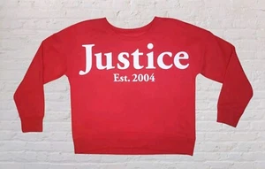 Justice Active Sweatshirt Girls Youth Plus 20 Red Crew Neck Spell Out Street - Picture 1 of 5