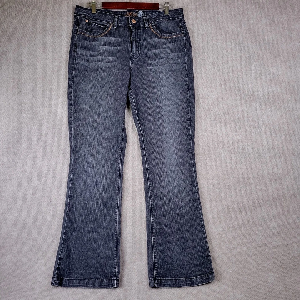 KIKIT Jeans Women's 10 Straight Black Charcoal Wash Embroidered Pockets Casual  - Image 1 of 4