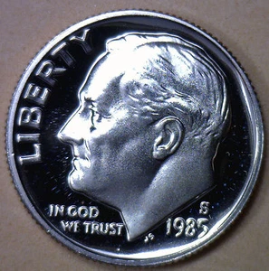 1985 S Proof Roosevelt Dime Ten-Cent Coin 10c - Picture 1 of 2