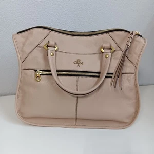 orYANY Sarah Pebbled Crossbody Leather Handbag Satchel Creme Beige Braided Trim - Picture 1 of 8