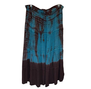 Tiered Maxi Skirt Womens M Multicolor Indie Festival Tie Dye Artsy Boho Gypsy - Picture 1 of 10